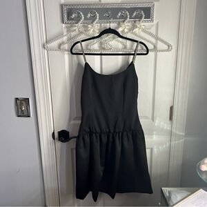 Vintage Leslie Fay Evening Little Black Dress with Diamond Straps
